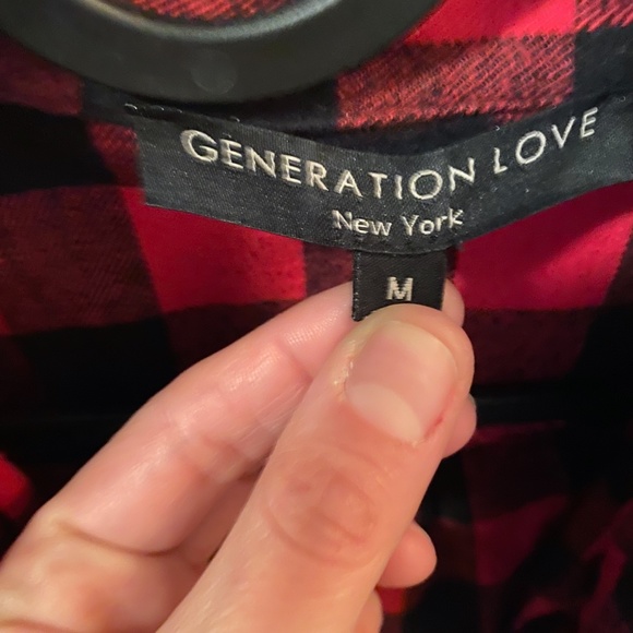 Flannel - Light Weight - Red & Black w/ Leather - Picture 2 of 3